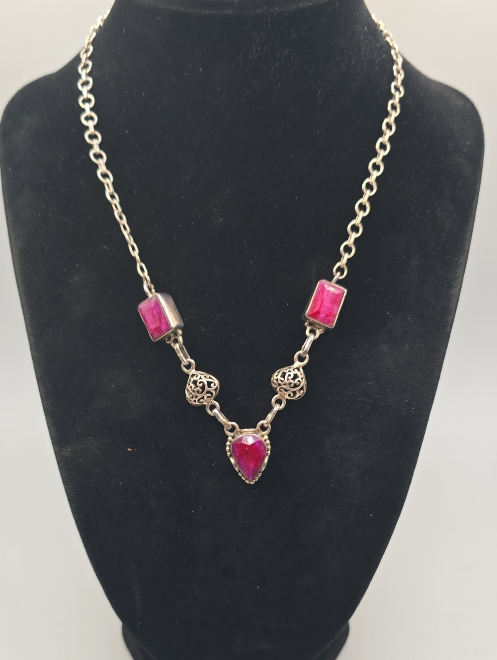Sterling Silver Pink Quartz Gemstone Drop Necklace